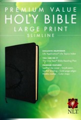 NLT Premium Value Slimline Bible Large Print, Imitiation Leather, Onyx with Crown of Thorns Design