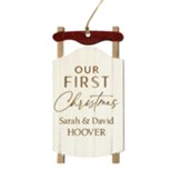 Personalized, Ornament, Sled, Our First Christmas,White