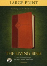 The Living Bible Large Print Edition, TuTone, LeatherLike, Tan, With thumb index
