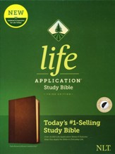 NLT Life Application Study Bible, Third Edition--soft leather-look, dark brown/brown (indexed) - Imperfectly Imprinted Bibles