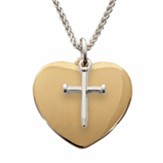 Nail Cross Heart Necklace, Gold/Silver