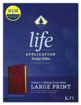 KJV Large-Print Life Application Study Bible, Third Edition--soft leather-look, brown/mahogany - Slightly Imperfect