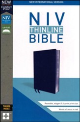 NIV Thinline Bible Navy, Bonded Leather, Indexed - Imperfectly Imprinted Bibles