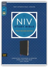 NIV Study Bible Fully Revised Edition, Bonded Leather,  Black, Indexed - Imperfectly Imprinted Bibles