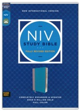 NIV Study Bible, Fully Revised Edition, Comfort Print--soft leather-look, teal/gray (indexed, red letter)