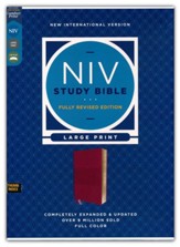 NIV Large-Print Study Bible, Fully Revised Edition, Comfort Print--soft leather-look, burgundy (indexed, red letter) - Imperfectly Imprinted Bibles
