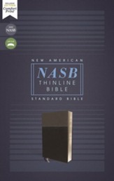 NASB Comfort Print Thinline Bible, Red Letter Edition--soft leather-look, black