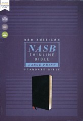 NASB Large-Print Thinline Bible, Red  Letter Edition--bonded leather, black - Imperfectly Imprinted Bibles