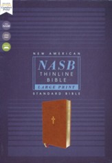 NASB Large-Print Thinline Bible, Red Letter Edition--soft leather-look, brown