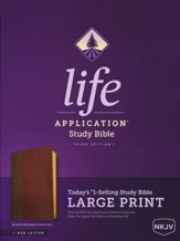 NKJV Life Application Study Bible, Third Edition, Large Print (Red Letter, LeatherLike, Brown/Mahogany), LeatherLike, Mahogany