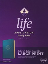 NKJV Life Application Study Bible,  Third Edition, Large Print (Red Letter, LeatherLike, Teal Blue), LeatherLike, Teal Blue