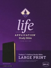 NKJV Life Application Study Bible, Third Edition, Large Print (Red Letter, Bonded Leather, Black), Leather, bonded, Black