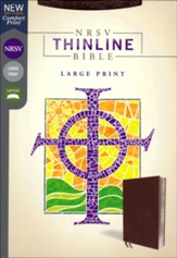 NRSV, Thinline Bible, Large Print, Bonded Leather, Burgundy, Comfort Print