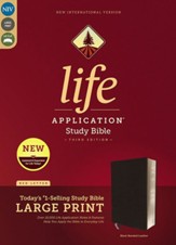NIV Life Application Study Bible, Third Edition, Large Print, Bonded Leather, Black, Indexed - Slightly Imperfect