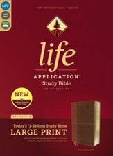 NIV Life Application Study Bible,  Third Edition, Large Print, Leathersoft, Brown - Imperfectly Imprinted Bibles