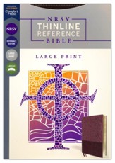 NRSV Large-Print Thinline Reference Bible--soft leather-look, burgundy  - Slightly Imperfect