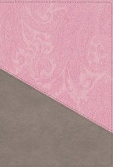 NIV Personal-Size Large-Print Bible--soft leather-look, pink/gray