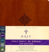 NRSV Comfort Print XL Edition Holy  Bible with Apocrypha--soft leather-look, brown - Imperfectly Imprinted Bibles