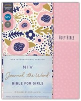 NIV Journal the Word Double-Column Bible for Girls--hardcover, pink with magnetic closure