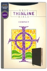NRSV Compact Thinline Bible, Comfort  Print--soft leather-look, black - Imperfectly Imprinted Bibles