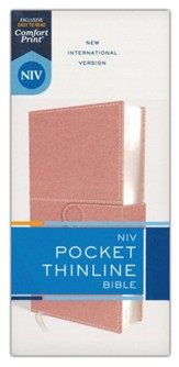 NIV Pocket Thinline Bible, Comfort Print--soft leather-look, pink with snap closure