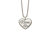 Nurse Heart Necklace, Silver
