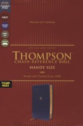 NKJV Handy-Size Thompson Chain-Reference Bible--soft leather-look, navy (indexed) - Slightly Imperfect