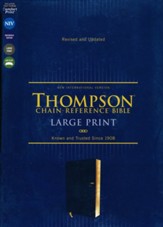 NIV Large-Print Thompson-Chain  Reference Bible, Comfort Print--soft leather-look, navy