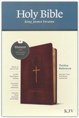 KJV Thinline Reference Bible,  Filament Enabled Edition, LeatherLike, Reverent Cross Dark Brown