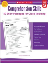 Comprehension Skills: Short Passages  for Close Reading: Grade 5