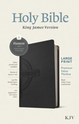 KJV Large Print Premium Value  Thinline Bible, Filament Enabled Edition (Red Letter, LeatherLike, Black Celtic Cross)