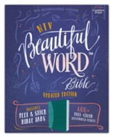 NIV, Beautiful Word Bible, Updated Edition, Peel/Stick Bible Tabs, Leathersoft, Teal, Red Letter, Comfort Print