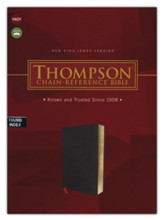 NKJV, Thompson Chain-Reference  Bible, Bonded Leather, Black, Red Letter, Thumb Indexed - Imperfectly Imprinted Bibles