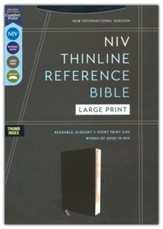 NIV Large-Print Thinline Reference Bible--European bonded leather, black (indexed) - Imperfectly Imprinted Bibles