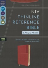 NIV Large-Print Thinline Reference Bible--soft leather-look, brown (indexed)