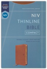 NIV Compact Thinline Bible, Comfort Print--soft leather-look, brown