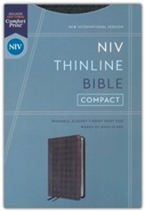 NIV Compact Thinline Bible, Comfort Print--soft leather-look, black/gray