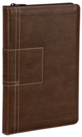 NLT Thinline Reference Zipper Bible,  Filament Enabled Edition (LeatherLike, Atlas Rustic Brown)