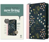 NLT Large Print Thinline Reference Zipper Bible, Filament Enabled Edition (LeatherLike, Meadow Navy & Pink , Indexed)