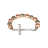 Cross Bracelet with Peach Pearls