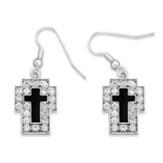 Black Emblem Cross Earrings