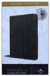 Biblia RVR 1960 letra grande tamaño manual, símil piel negro con solapa e imán (Large Print Handy Size Bible, Black Leathersoft with Magnetic Flap)