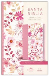 Biblia Reina Valera 1960 letra  grande, Piel rosada con flores, tamano manual (Handy Size Large Print Bible, Pink)