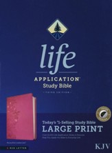 KJV Life Application Study Bible, Third Edition, Large Print, LeatherLike, Peony Pink, Indexed - Imperfectly Imprinted Bibles