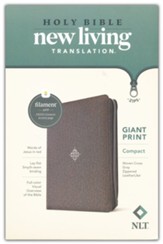 NLT Compact Bible, Filament-Enabled Edition, Giant Print--soft leather-look, woven cross gray with zipper