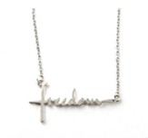 Freedom Horizontal Cross, Words of Life, Sterling Silver Necklace