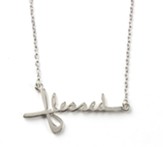 Blessed Horizontal Cross, Words of Life, Sterling Silver Necklace