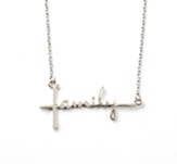 Family Horizontal Cross, Words of Life, Sterling Silver Necklace