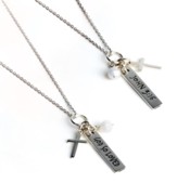 Scripture Bar Pendant, John 3:16, Necklace with Cross and Pearl, Sterling Silver