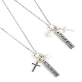 Scripture Bar Pendant, Psalm 46:10, Necklace with Cross and Pearl, Sterling Silver